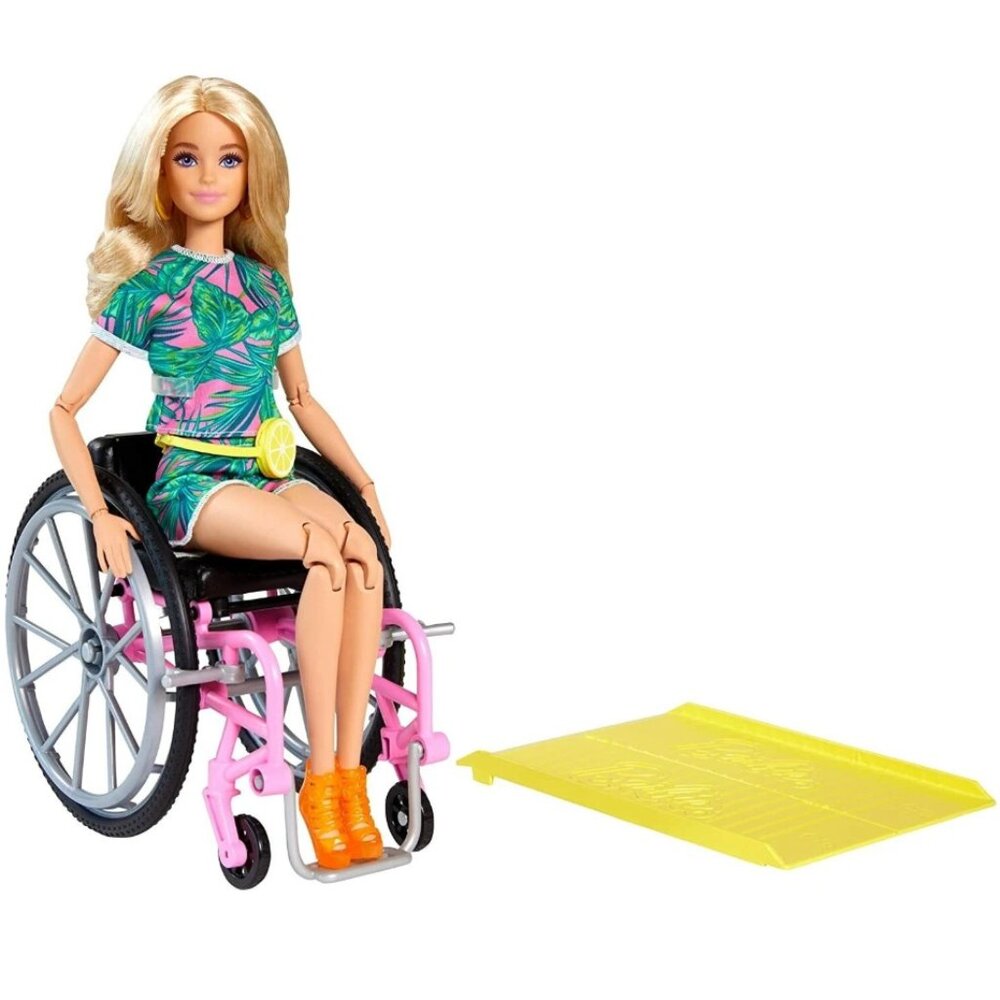 NIB - Barbie Fashionistas Doll #165 with Wheelchair and Ramp – Tropical Outfit